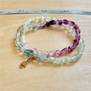 Elegant Yoga Multi-Color Beaded Bracelet with Gold Charm